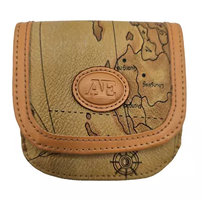 Allen Edwards Wallet Tan Genuine Leather Map Design Bag Purse Pebbled Bifold • $12.60