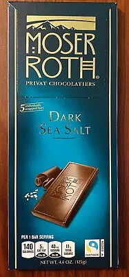 **NEW** ( 1 ) MOSER ROTH PREMIUM CHOCOLATE DARK SEA SALT 5-BAR 4.4-oz PACK • $10.99