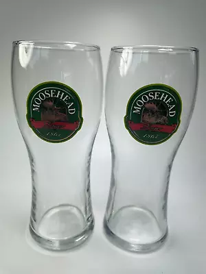 Moosehead Lager Beer Glasses Embossed Canadian 16 Oz Moose Image 2 Cups B32 • $22.99