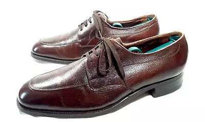 Men Dress Shoe Brown Size 9 VINTAGE FLORSHEIM Leather Lace Up Apron Toe Hipster • $45
