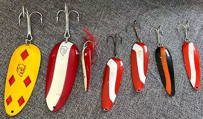 Vintage Lot DARDEVLE Eppinger YELLOW RED SPINNER FISHING LURES Various SIZES • $17.49