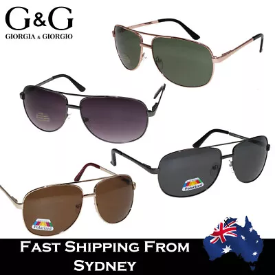 Men Aviator Sunglasses Square Oval Frame Polarized Available Flat Top Metal • $19.95