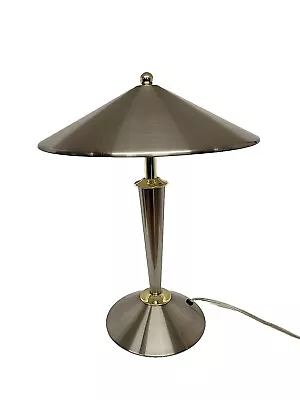 Vintage Steel Saucer Atomic Style Two Bulb Dimming Touch Table Desk Lamp 17  • $59.99