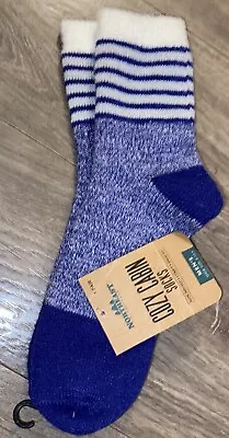 Northeast Outfitters Mens Cozy Cabin Socks Navy Gray Stri Men's Shoe Size 8-12.5 • $8.88