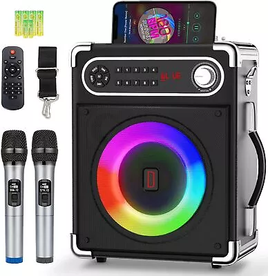 Karaoke Machine With 2 Wireless Microphones Bluetooth 5.1 Karaoke Speaker • £148.99