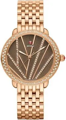 New Women's Michele Serein Mid City Lights Rose Gold Diamond Bezel Luxury Watch • $1669.35