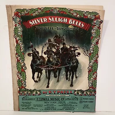 Antique 1906 Silver Sleigh Bells Sheet Music By E T Paull • $22