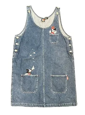 DISNEY Mickey Unlimited Jerry Leigh Vintage Denim Jumper Dress Minnie Embroidery • $29.99