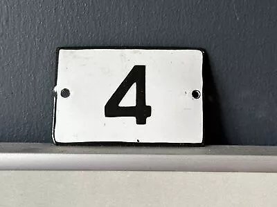 Number 4 Vintage Enamel House Numbers Made In Europe Room Hotel FREE POSTAGE • $28.35