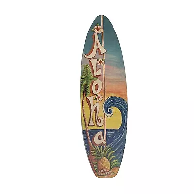 ARTOPIA HAWAII Aloha Wave Surfboard Wall Hanging Sign Wooden Beach Decor 11 X 3  • $19.50