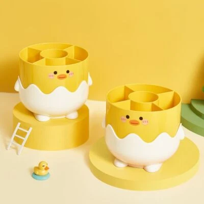 $15.09 • Buy Pen Holder Desk Organizer Cute Duck Trash Can Mini Stationery Storage Box
