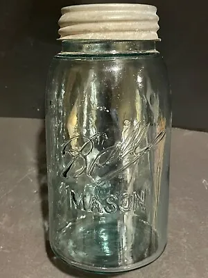 Antique 1900's Ball Mason Jar Triple L W/ Zinc Lid • $20