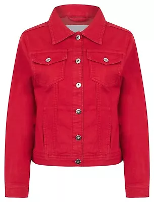 Womens Ladies Stretch Denim Jacket Soft Cotton Summer Bright Colour Fashion Coat • £26.95