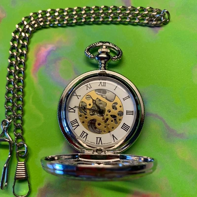 £14.99 • Buy 1920's Vintage Style Skeleton Pocket Watch With Chain