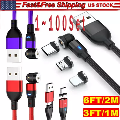 180°+360° Rotate Magnetic Charger Cable Phone Fast Charging Type C Micro USB Lot • $304.99