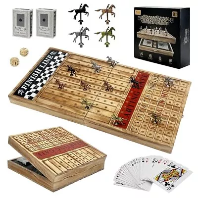 Large 23 Inches Horse Racing Board Game With 11 Luxury Metal Horses Foldable... • £100.53