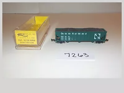 Atlas 3269 N Scale Ontario Northland 90 Ton 3-Bay Open Hopper W/Load ONT #6070 • $16.99