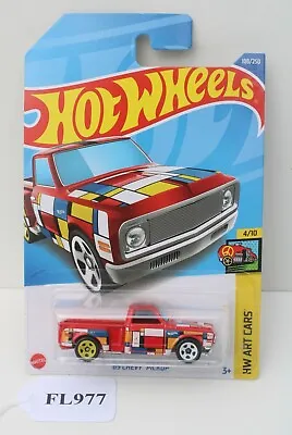 Hot Wheels Art Cars 69 Chevy Pickup Truck Red 4/10 FNQHotwheels FL977 • $4.36