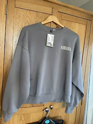 BNWT Grey NIRVANA H&M Sweatshirt Jumper Size Small Current Stock • £21.99