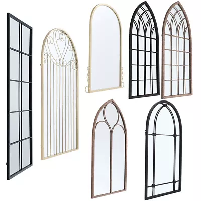 £55.95 • Buy Large Window Garden Mirror Wall Mounted Metal Frame Indoor Outdoor Floral Decor