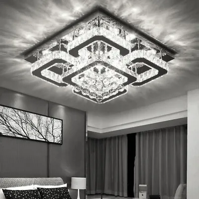 Modern Living Room Bedroom Lamp LED Ceiling Lights Crystal Pendant Chandelier UK • £72.95