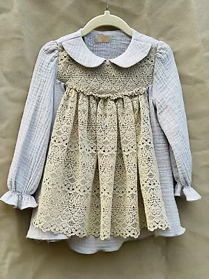 £35 • Buy Retro Looking Girls Dress , Made From Double Gauze Muslin Cotton