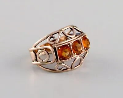 Scandinavian Jeweler. Vintage Ring In 8 Carat Gold With Semi-precious Stones • $200