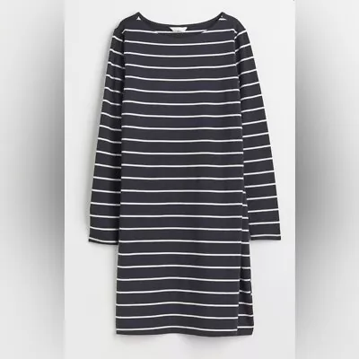 H&M MAMA Cotton Nursing Dress Size Small Navy Striped • $20