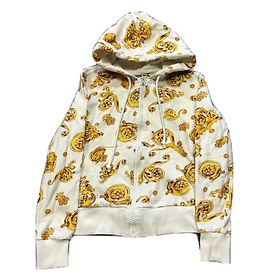 Versace Jeans Couture Womens Full Zip Sweatshirt Hoodie White Gold 4 All Over H6 • $99.99