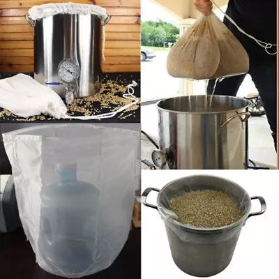 £6.65 • Buy 2PCS 100/160/200 Reusable Nylon Filter Bags Sieve Bags Fine Mesh Homebrew Set