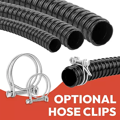 Corrugated Flexible Garden Pond Hose Pipe With Optional Clips For Filter Pumps • £9.59