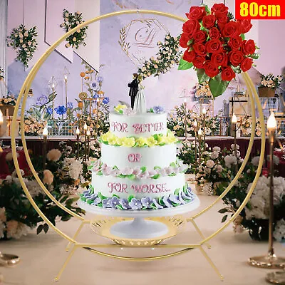 80cm GOLD Metal Double Hoop Cake Stand Holder Arch Table Centerpiece Wedding UK • £30.40