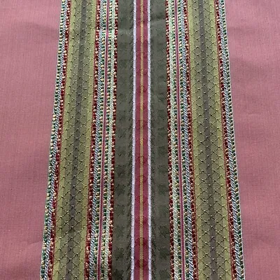 Zoffany Curtain Fabric LISERE STRIPE 0.95m Venetian Red / Green Intricate Weave • £29.99