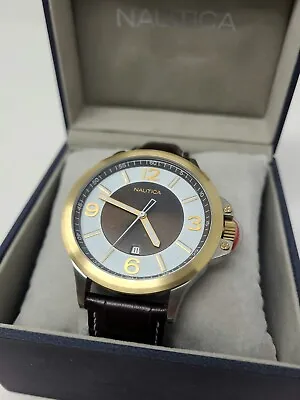 NAUTICA Gents Croco Leather Strap Watch - A20031G - Awesome Condition! • £69.99