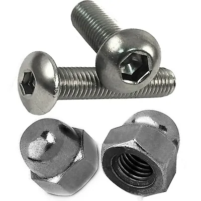 M6 A2 Stainless Steel Button Head Socket Screws + Domed Hex Acorn Cap Nuts • £5.41