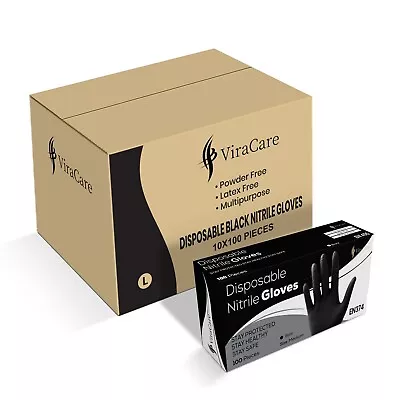 1000 X Disposable Gloves | Black Nitrile | Powder And Latex Free | • £34.99