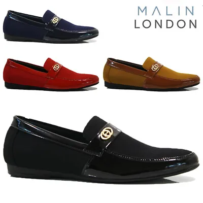 Mens Formal Shiny Patent Shoes Smart Party Loafers Wedding Office Dress Size • £16.95