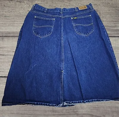 VINTAGE Lee Denim Skirt Made In USA Women's Size 36 A- Line Midi Dress • $25