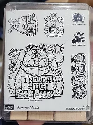 Stampin Up Wood In Mounted Stamp Set ~ MONSTER MANIA - Retired New Complete • $29.99