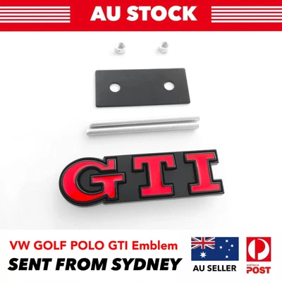 $28.35 • Buy Volkswagen VW GOLF POLO GTI Metal Red Black Front Grille Emblem Badge