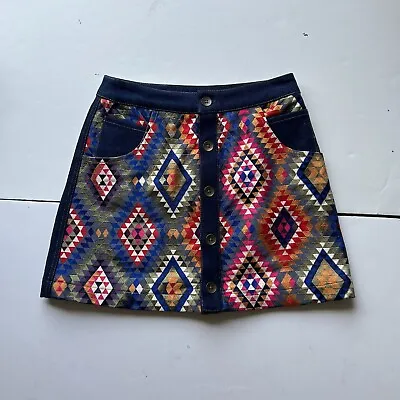 Anthropologie Embroidered Denim Mini Skirt By MANISH ARORA Sz 0 • $28