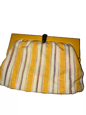 Vintage Made In Italy Clutch Bag Striped Yellow Cream • $20