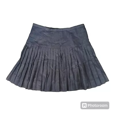 J. Crew Womens  B8440  Blue Pleated Midi Skirt Zip Cotton Size 6 • $16.80