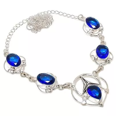 Blue Tanzanite Gemstone Handmade 925 Sterling Silver Jewelry Necklace Size 18  • £9.66