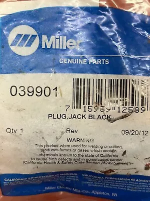 Miller OEM #039901 Jack Plug Black New Pre Owned Unopened • $29.95