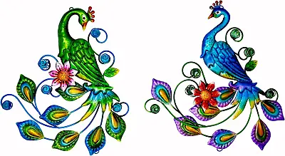 Metal Peacock Wall Decor Tropical Outdoor Wall Decor Peacock Outdoor Metal Wall • $32.49