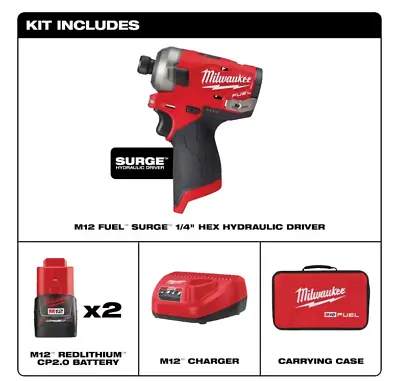 Milwaukee M12 FUEL SURGE Brushless 1/4 In. Hex Impact Driver Kit  2551-20 (22) • $146.99