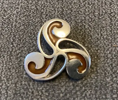 Ola Gorie Silver Swirl Pendant With Dark Orange/Red Enamel • £40