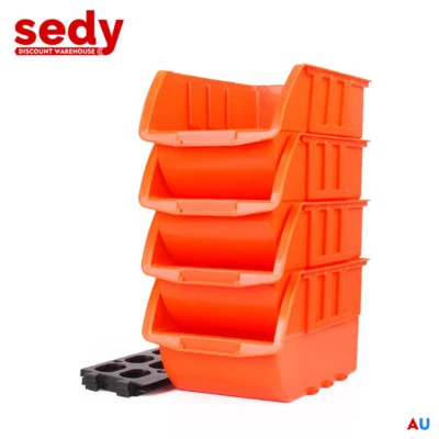 $22.99 • Buy 4 Piece Wall Mounted Parts Storage Bins Tools Rack Set Nuts Bolts Organiser