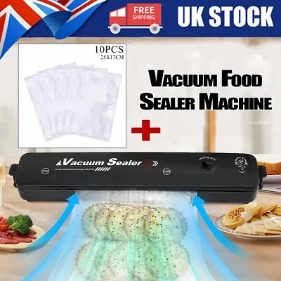 Vacuum Food Sealer Automatic Manual Sealer Dry Wet Pack Machine W/ Vac 10 Bags • £11.27